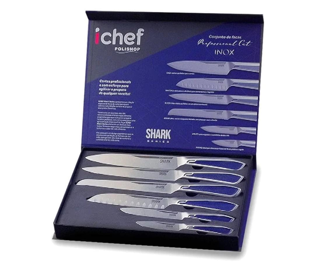ICHEF POLISHOP Conjunto de Facas Shark Series Professional Cut nox